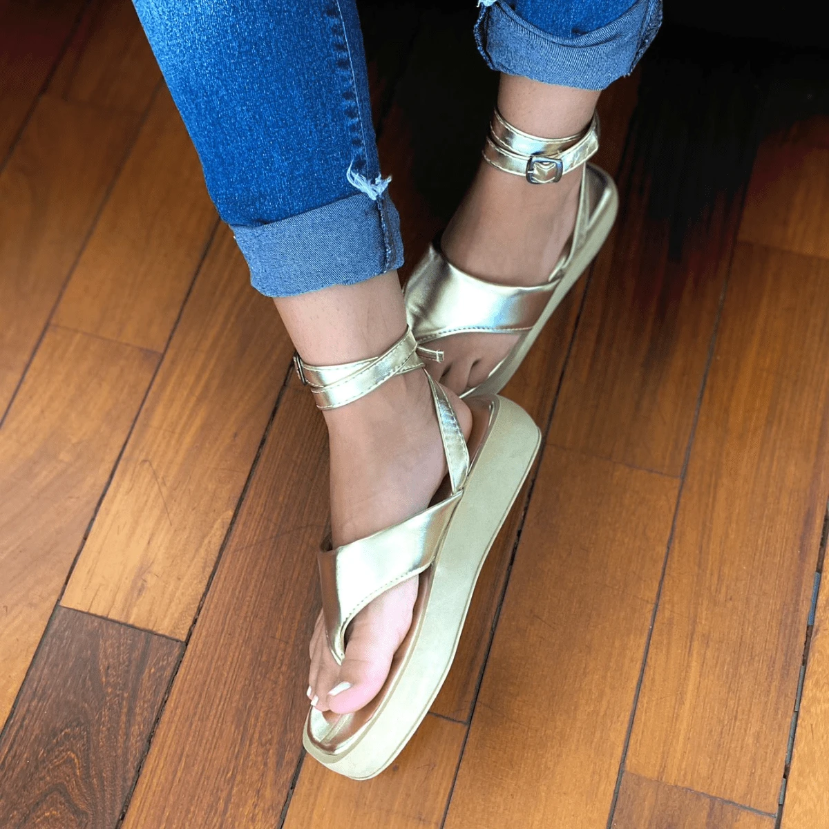 Women Heeled Sandals - Vàng - Xem 1