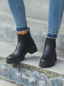 Comfyshoes Women's Fashion Ankle Boots, Chelsea Booties For Women Casual Outdoor Fall Shoes 2024 - 黑色 - 查看 3