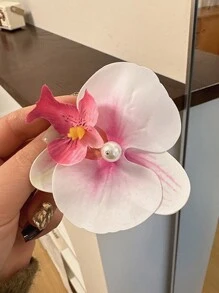 1 件女士彩色珍珠和仿蝴蝶兰花甜美飘逸发夹，适合日常佩戴优雅 - 彩色 - 查看 6