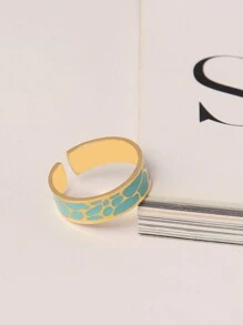 1pc Stainless Steel Open Rings For Women Fashion Gold Color Enamel Rings Female Jewelry Gift - Ring - View 3