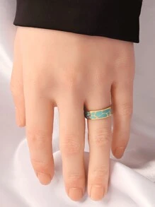 1pc Stainless Steel Open Rings For Women Fashion Gold Color Enamel Rings Female Jewelry Gift - Ring - View 6