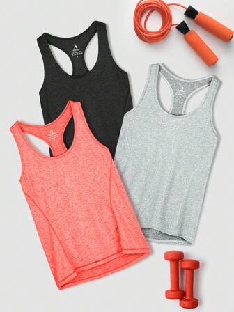 3 قطع ملابس علوية رياضي ذو ظهر سباق