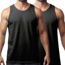 KIT 2 Camiseta Regata Preta Dri Fit Masculina Academia Treino Sport Corrida Dry Fit - Preto - Visão 1