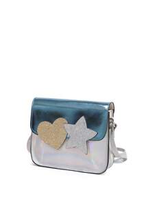 Cute Mini Clamshell Square Bag, Cross Body Bag With Stars And Hearts Design, Girls Everything Casual Handbag