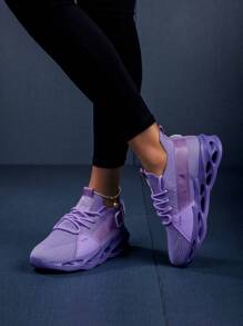 Zapatos De Carrera Con Cuchilla Te Tejido Transpirable De Moda Para Mujer, Calzado Con Suela Suave Antideslizante Y Cordones Cómodos Para Actividades Al Aire Libre - Multicolor - Ver 6