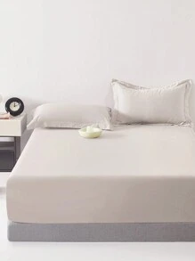 1入組超深口設計床單，純白色刷毛床單，柔軟透氣床上用品，適用於單人床或雙人床（適用於45-60cm的床墊） - 彩色 - 查看 2