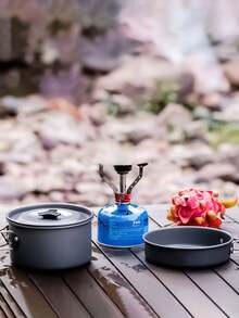 Camping Cookware Set For 1-3 Persons, Portable Frying Pan, Outdoor Bbq Cooker Pot, Non-Stick Pan - Dark Grey - View 6