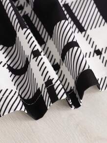 Baby Girl 2pcs Casual Gingham Print Dress With Hat Set For Summer - Black - View 5