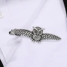1 Pieza Pinza Para Corbata De Búho Para Hombres - Plateado - Ver 2