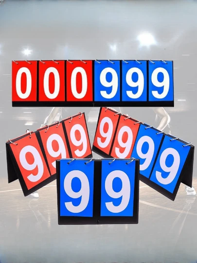 1pc Red & Blue 4-Digit Desktop Scoreboard, Basketball Football Score Board, Suitable For Indoor & Outdoor, Football, Table Tennis, Billiards Match Score Counting, Flip Score Counter
