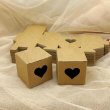 10pcs/Pack 5x5x5cm Square Retro Kraft Paper Candy Chocolate Gift Box With Window - Black Heart Window - View 4