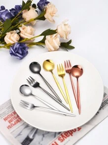 4/8/12/24/32件不锈钢镜面抛光咖啡勺叉，适用于咖啡馆、奶茶店、甜品店、野餐、露营、厨房、圣诞礼物、学校用品