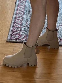 Comfyshoes Women's Fashion Ankle Boots, Chelsea Booties For Women Casual Outdoor Fall Shoes 2024 - 米色 - 查看 6