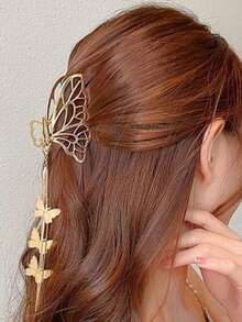 1 件金属爪夹，带流苏链、蝴蝶形镂空和吊坠，适合优雅的发饰 - 8CM - 查看 12