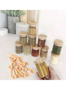 50/20/10/6pcs Wooden Mini Seasoning Spoons, Small Salt Spoon, Natural Color Round Wooden Spoons For Coffee Powder, Honey, Jam, Kitchen Accessories, Wooden Condiment Spoons, Salt Spoons, Tea Powder, Handmade Short Handle Children Milk Powder Spoon