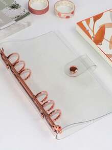 1個a6活頁夾殼（不含內頁）,適用於紙張收納、照片收藏、diy議程,適用於辦公室和學校用途 - 玫瑰金 - 查看 1