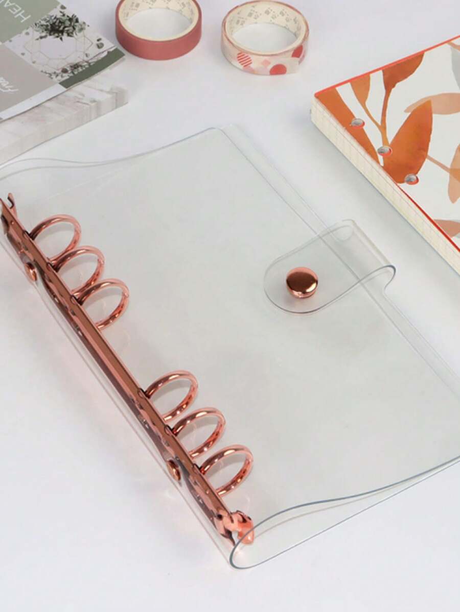 1個a6活頁夾殼（不含內頁）,適用於紙張收納、照片收藏、diy議程,適用於辦公室和學校用途 - 玫瑰金 - 查看 1
