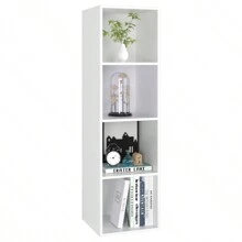 Furchen Estantería Vertical con 4 Cubos, Estantería de Madera, para Salón, Oficina, Dormitorio 30 x 30 x 107 cm