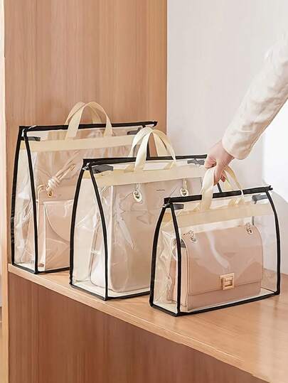 Clear Handbag Dust Cover Bags Hanging Storage Holder For Wardrobe Portable Dustproof Bag For Every Bag Clear Handbag Storage Organizer Dust Cover Bags 3 Sizes Transparent Purse Protector Storage Bag With Zipper And Handle For Closet Shelf Dustproof & Moistureproof Bag Organiser School Supplies Teacher Gifts Back To School Teacher Accessories