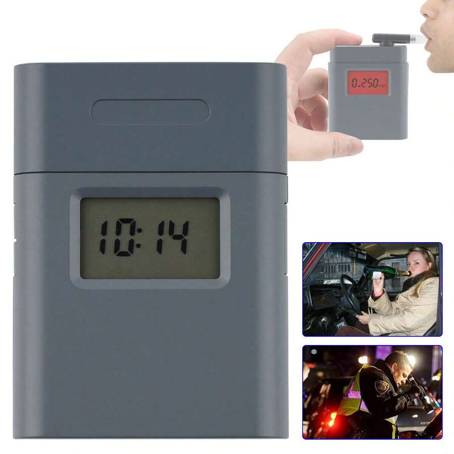 Police Digital Breath Alcohol Analyzer Tester LCD Breathalyzer Test Detector - Grey - View 1