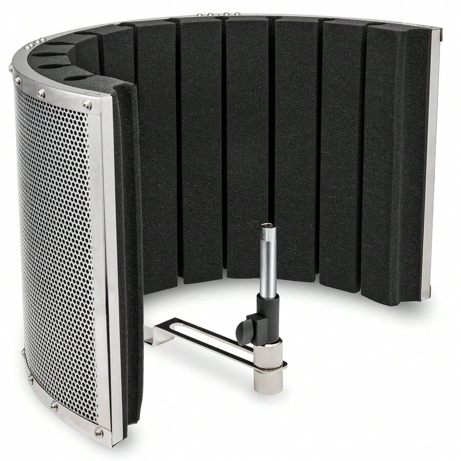 LyxPro VRI-20 Sound Absorbing Acoustic Foam Isolation Portable Microphone Shield, Vocal Recording Panel, High Performance - Stand Mountable - Acoustic Sound Voice And Local Tracks Recording - Silver - View 1