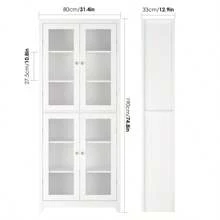 Furchen Vitrina de Cristal,Alacena Cocina, Mueble Aparador Comedor con 4 puertas,para salón, dormitorio, oficina 80 x 33 x 190 cm Enviado en 2 Paquetes
