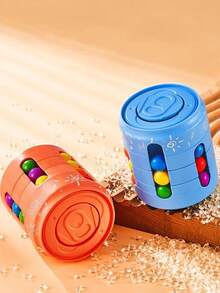 1pc Random Color Transformable Cube Fidget Toy Can & Bean Shaped Spinner Bead Stress Relief Toy For Toddler Boys And Girls - Blue - View 8