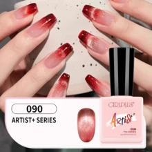 GIRL PLUS Girlplus 紅色貓眼凝膠指甲油,適用於全像貓眼沙龍凝膠美甲,在家diy,送給女士的禮物,紅酒水晶090色號8ml - 紅色 - 查看 7