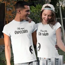 Playera para Mujer 1 Pza Estampado Pareja de Pinguinos "Para toda la Vida" para Novios o Parejas - Blanco - Ver 8