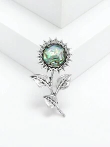 1pc Fashionable Vintage Abalone Shell Brooch Suitable For Women's Daily Wear - Sunflower - View 7