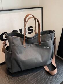 Casual & Simple Color Block Tote Bag For Women, Tote Bags For Students, Multiple Compartments, Perfect For Beach, School, Work & Daily Use