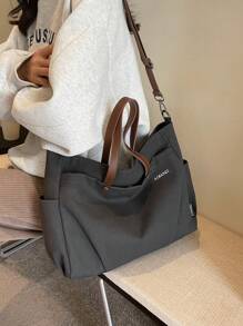 Casual & Simple Color Block Tote Bag For Women, Tote Bags For Students, Multiple Compartments, Perfect For Beach, School, Work & Daily Use