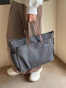 Casual & Simple Color Block Tote Bag For Women, Tote Bags For Students, Multiple Compartments, Perfect For Beach, School, Work & Daily Use