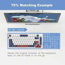 MageGee MK-Sky81 Mechanical Game Keyboard Hot Swappable Newly Upgraded 81 Key LED Backlit Keyboard USB Wired Mechanical Computer Keyboard Laptop Desktop Blue White-Blue Switch - Blue and White - View 6