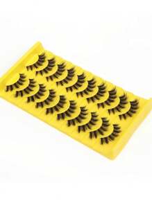 10 对透明 D 卷假睫毛，适合日常和派对妆容，持久自然纤长假睫毛，睫毛，睫毛，假睫毛 - 濃密款 - 查看 6