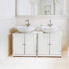 Furchen Armario Bajo Lavabo Mueble para Debajo de Lavabo Mueble Lavabo de Baño Almacenamientocon 2 Puertas para Cuarto de Baño 60x60x30cm, Blanco - Blanco - Ver 2