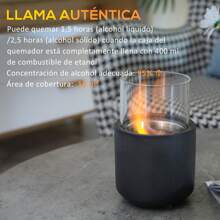HOMCOM Chimenea Bioetanol Sobremesa Capacidad de 0,4 L Combustión de 2,5h Chimenea de Bioetanol para Interior y Exterior 12x12x19 cm Gris Oscuro - Gris Oscuro - Ver 4