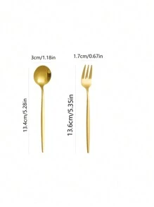 4/8/12/24/32件不锈钢镜面抛光咖啡勺叉，适用于咖啡馆、奶茶店、甜品店、野餐、露营、厨房、圣诞礼物、学校用品