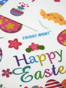 4pcs/Set Easter Cartoon Egg Pattern Static Cling Window Glass Sticker, No Glue Self-Adhesive Holiday Decoration - Multicolor - View 5