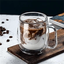 1pc, 250ml Water Cup Coffee Milk Cup Juice Cup Glass Coffee Mug, Heat Resistant High Borosilicate Glass Espresso Coffee Cups, Double Walled Insulated Water Cups, Summer Winter Drinkware, Birthday Gifts Back To School