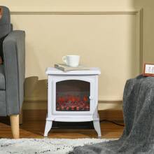 HOMCOM Chimenea Eléctrica Portátil 1000/2000W con Llama Simulada Termostato Ajustable y Protección Sobrecalentamiento para Salas de hasta 25 m² 36,5x24x45,5 cm - Blanco - Ver 2