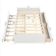 Nestfair Wooden Full Size Platfrom Bed With Trundle And 2-Drawer