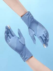 1 Cặp Găng Tay Ren Ngón Tay Đầy Đủ Cho Nữ, Găng Tay Lái Xe Đạp Xe Ngoài Trời Sọc Thoáng Khí Cho Mùa Xuân & Mùa Hè, Nhiều Màu - Găng tay - Xem 5