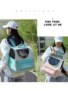 Mochila portadora para mascotas. Bolsa transpirable de viaje para gatos y perros - Rosa coral - Ver 4