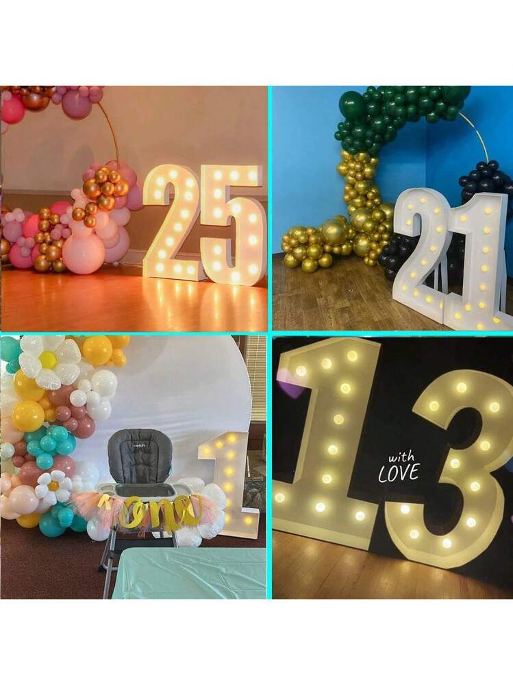 1,2 m Marquee Lettere con numeri luminosi, numeri a mosaico per palloncini, numeri giganti, palloncini a mosaico numero 1 per decorazioni per il 1° compleanno, decorazioni per anniversari, decorazioni
