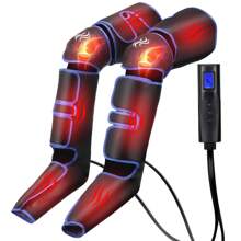 OYAJIA Leg Massager For Circulation, Air Compression Calf Knee Foot Massager With Heat, Leg Wraps Massage Boots For Pain Relief - Svart - Visa 1