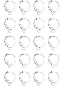 50pcs Earring Hooks Jewelry Findings Lever Back Ear Wire Ear Hook Earwire Loop For Diy Making, Silver - Silver - View 2