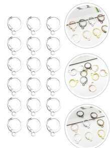 50pcs Earring Hooks Jewelry Findings Lever Back Ear Wire Ear Hook Earwire Loop For Diy Making, Silver - Silver - View 3