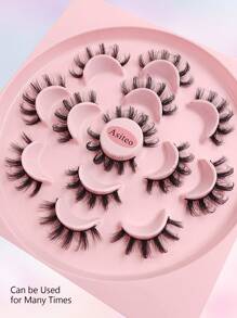 Asiteo Asiteo 7 Pairs D Curl Volume Faux Mink Eyelashes Natural Dramatic Soft Lash Cross Wispy Reusable Fluffy Strip Lashes Strip Lashes, Lashes, Eyelashes, Fake Lashes