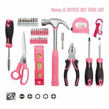 14in X 11in Pink Tool Set, Tool Kit For DIY, Necessities For Daily Decoration And Maintenance, Creative Gift For Ladies - Pink - View 7